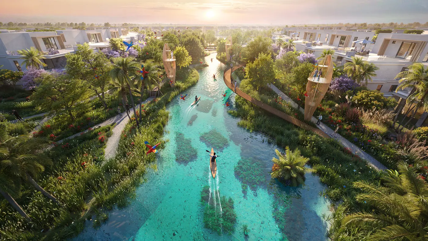DAMAC Islands 2 parent — official homepage hero of tropical lagoon community