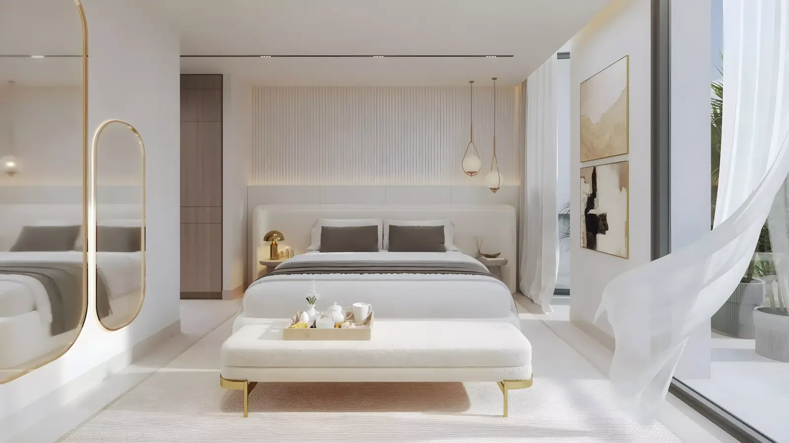 Mirdad Motor City — marketing bedroom still with balcony light
