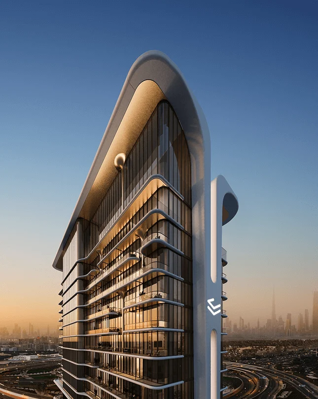 Mövenpick Residences — official dusk crown with CITYVIEW mark and skyline