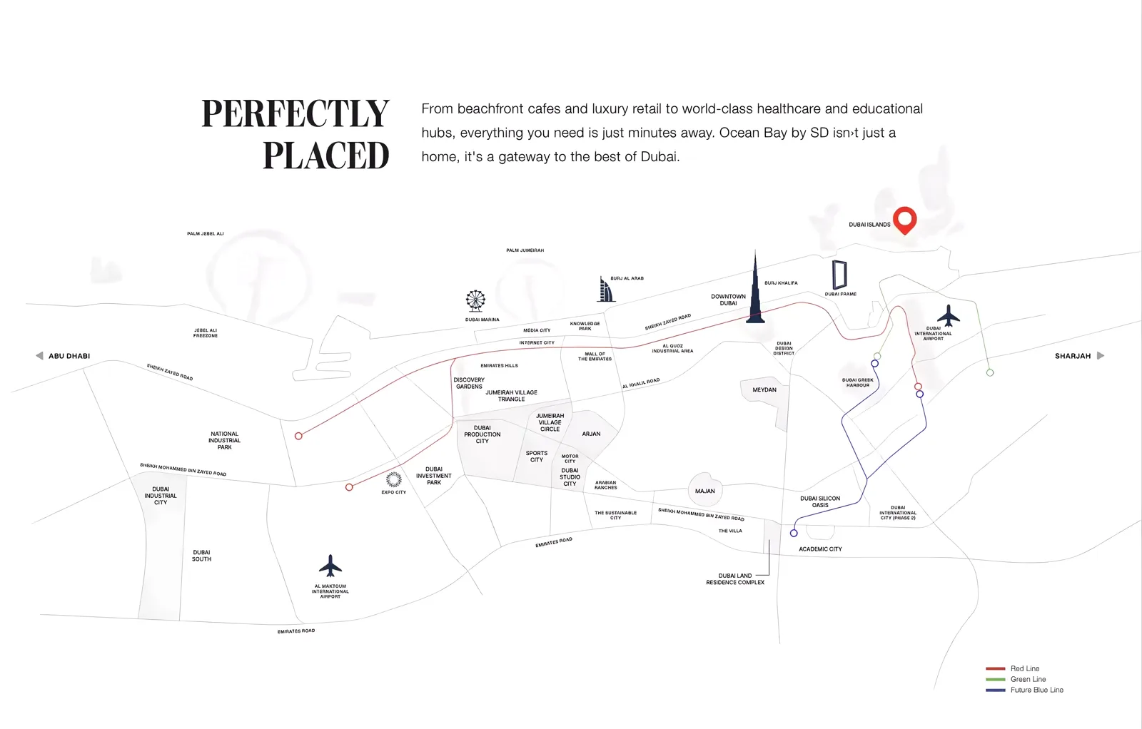 Ocean Bay by Samana — Property Finder masterplan marketing still on Dubai Islands
