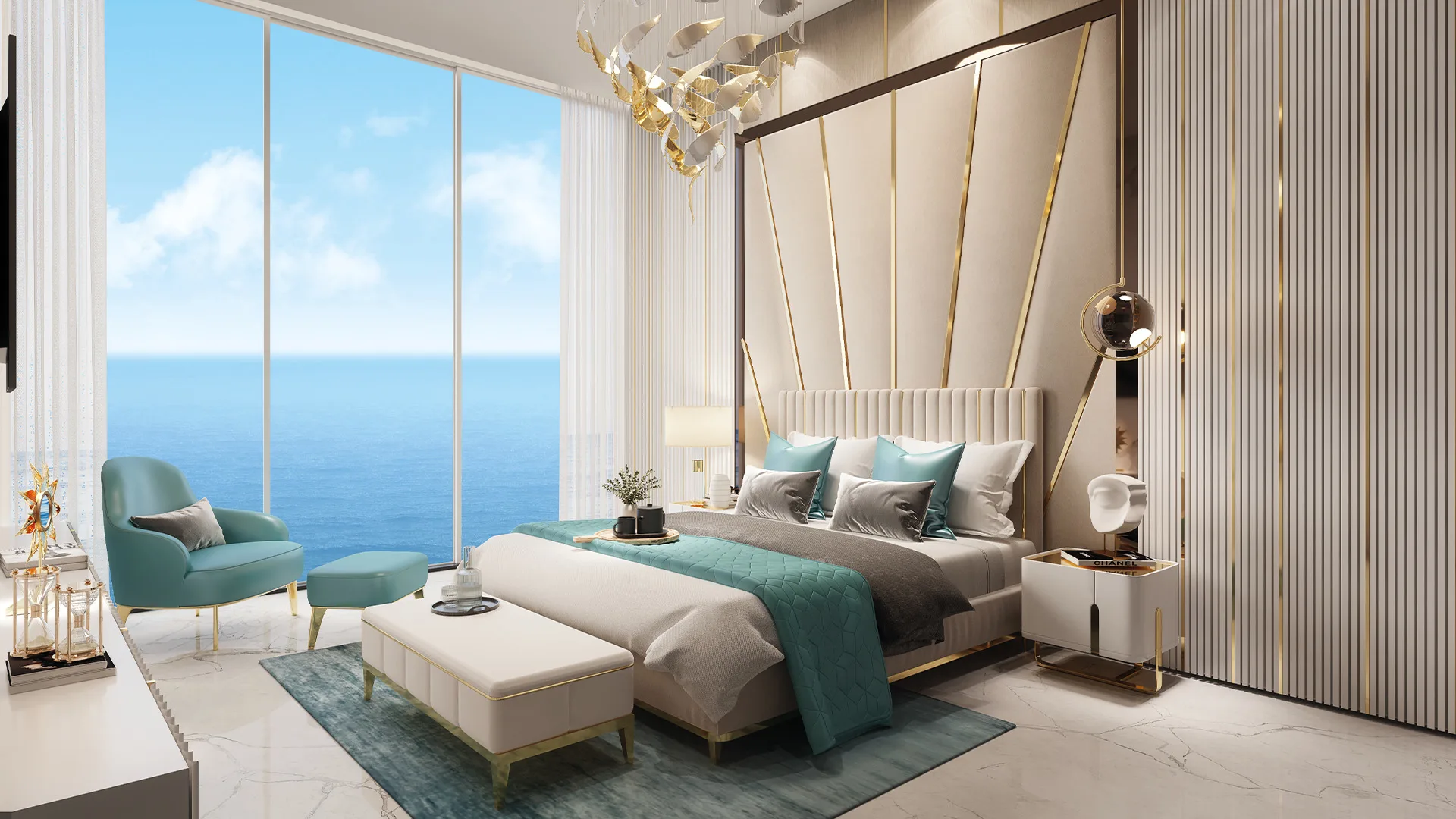 Oceanz by Danube — bedroom interior marketing render