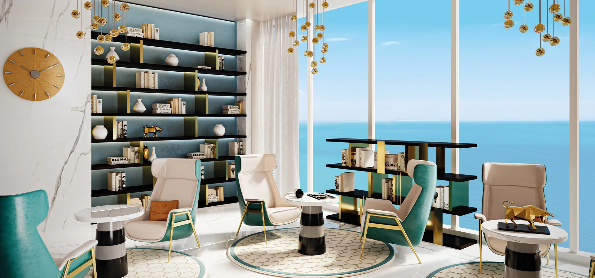 Oceanz by Danube — library amenity marketing render