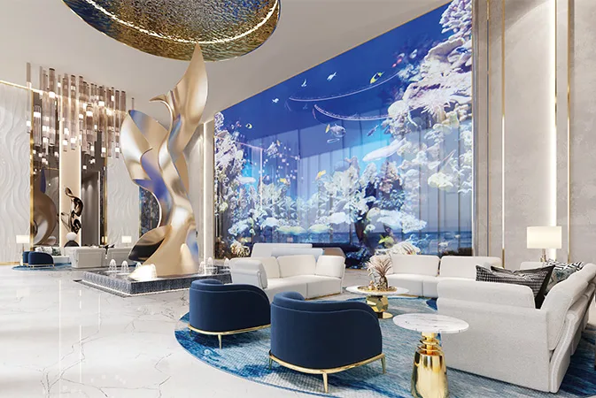 Oceanz by Danube — lobby seating marketing render