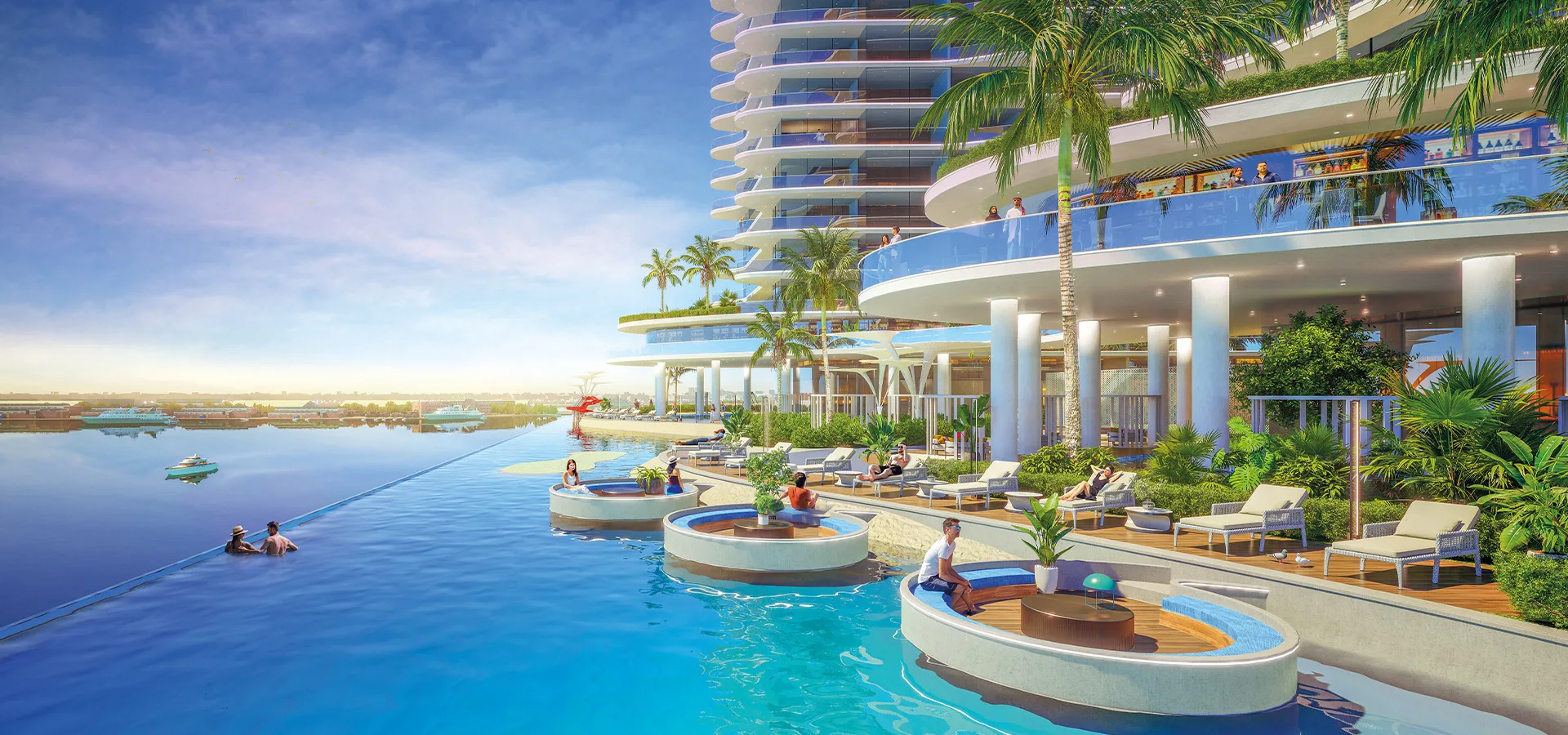 Oceanz by Danube — pool and amenity deck marketing render