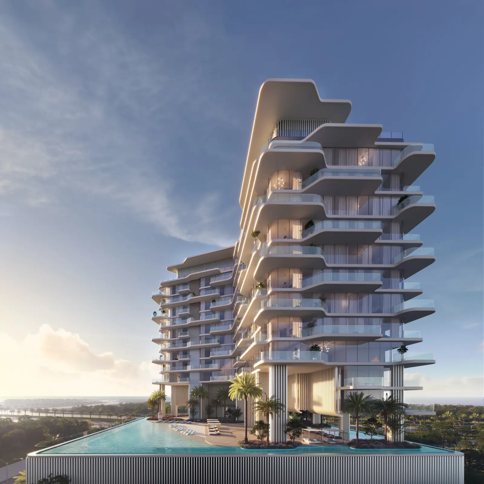 Octa Isle Interiors by Missoni — official marketing exterior still of the tower and waterfront massing