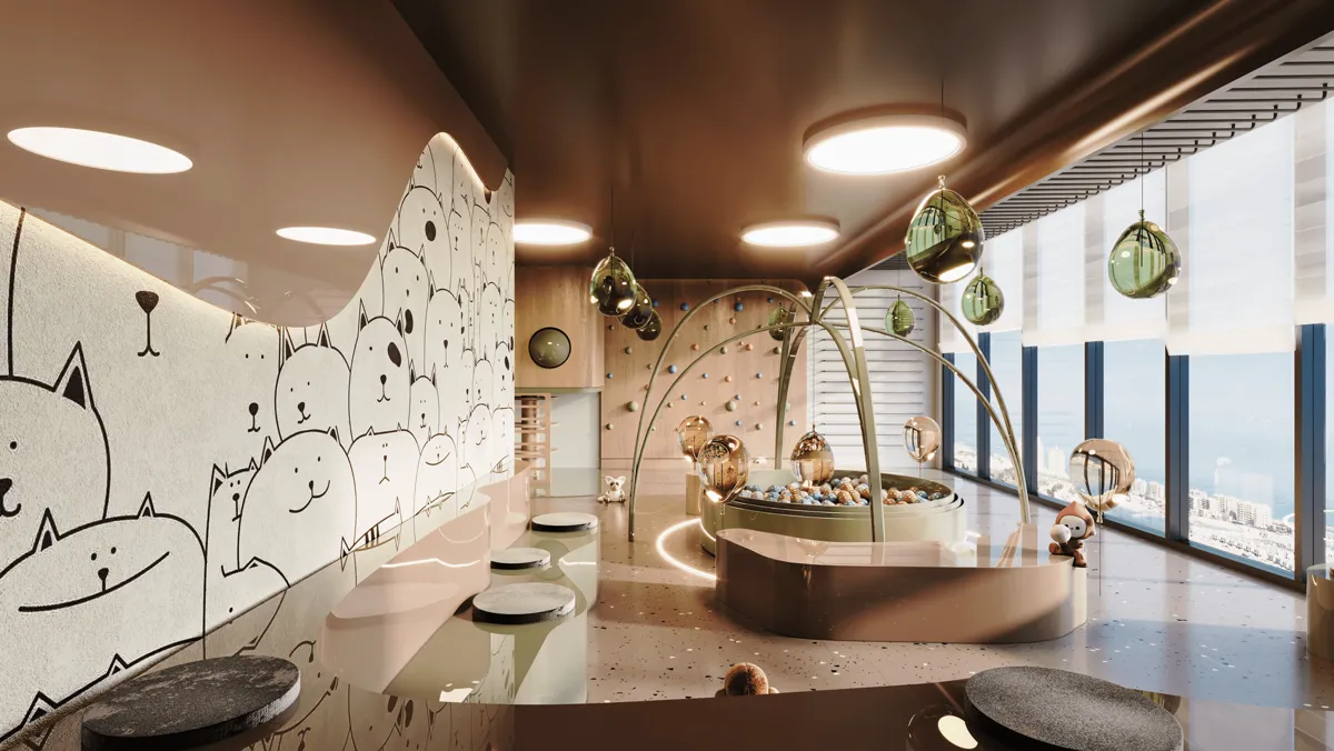 Omya Residences — marketing kids play area amenity render