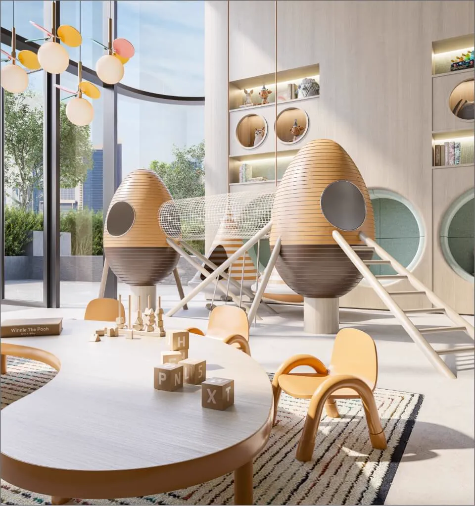 One River Point — children's playroom render