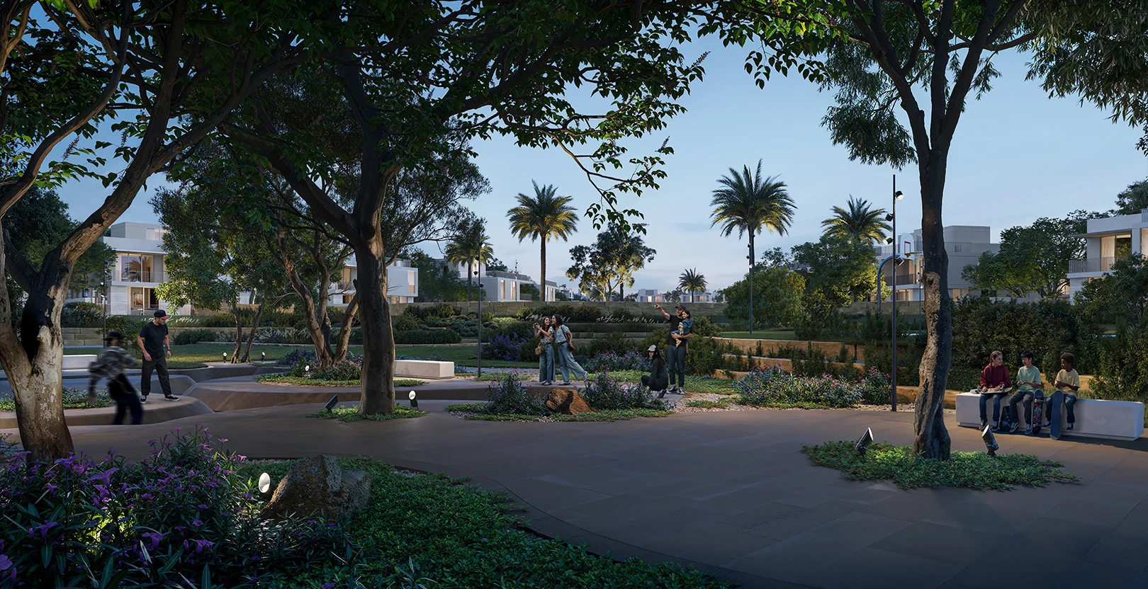 Ovelle at The Valley — Emaar marketing still of villa façades and green open space