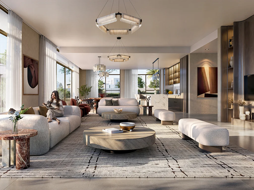 Ovelle at The Valley — Emaar interior marketing still with natural light and biophilic finishes