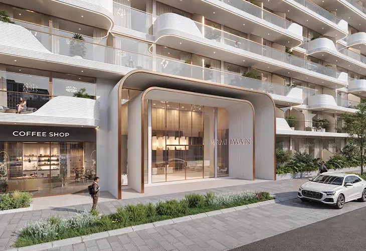 Oxford Cove by Iman Developers — marketing grand drive approach render