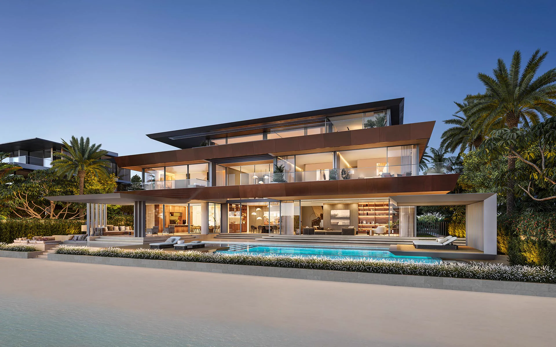 Coral Collection Frond E — Amber Reef villa style exterior marketing still (official Palm Jebel Ali Coral Frond E page)