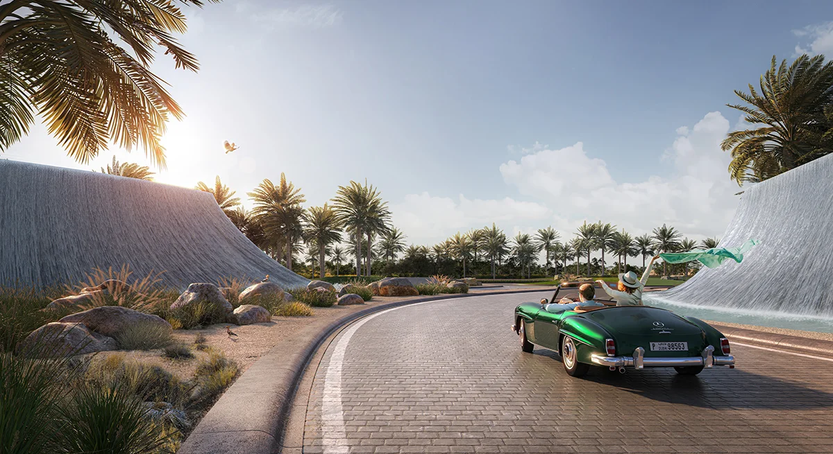 Palmiera — Oasis community waterway amenity marketing still