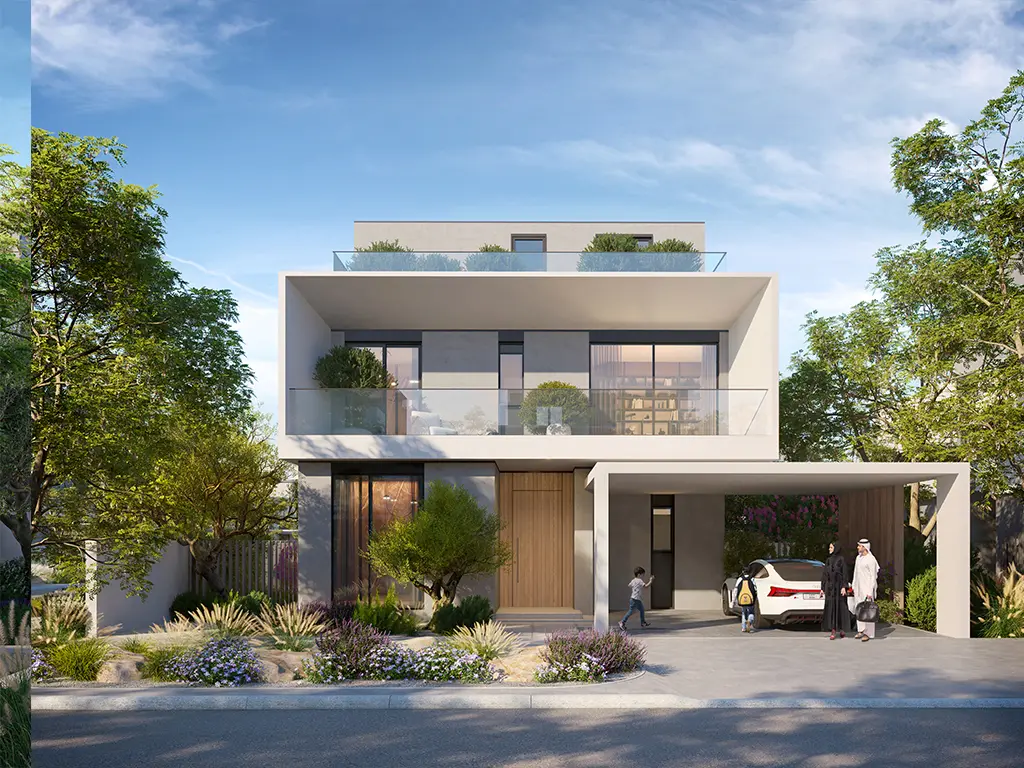 Park Gate 2 at Dubai Hills Estate — villa façade and garden marketing still