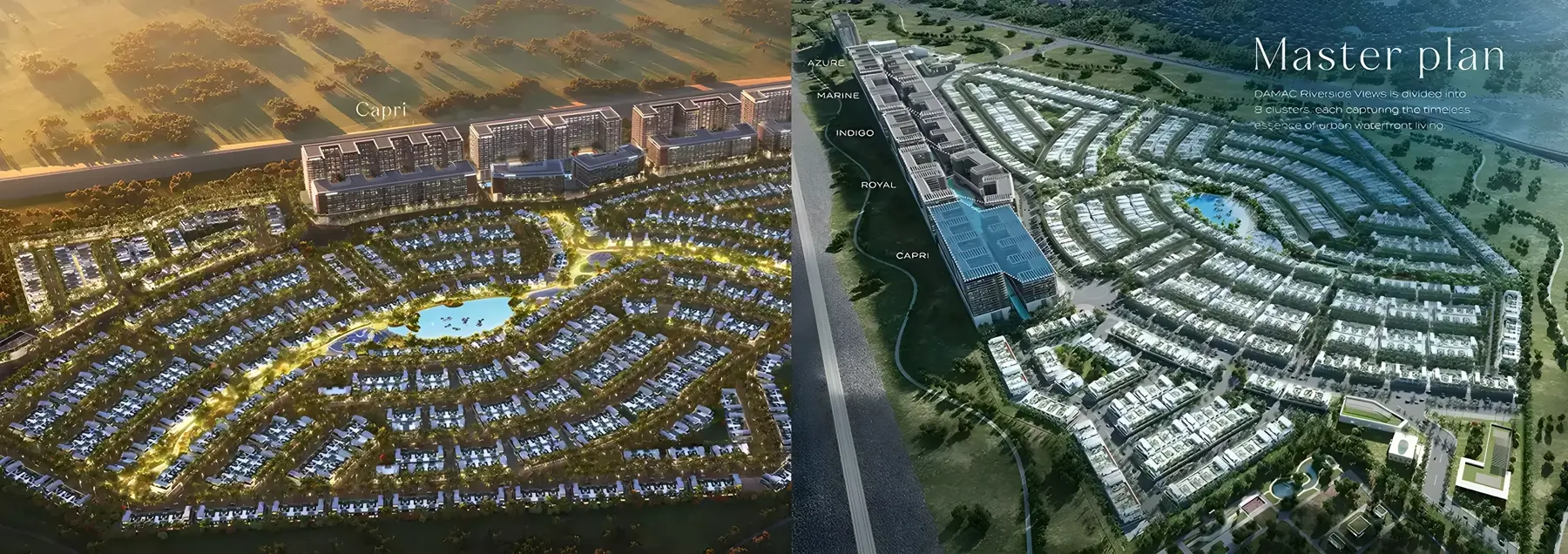 Damac Riverside Views Capri — Property Finder master plan marketing graphic