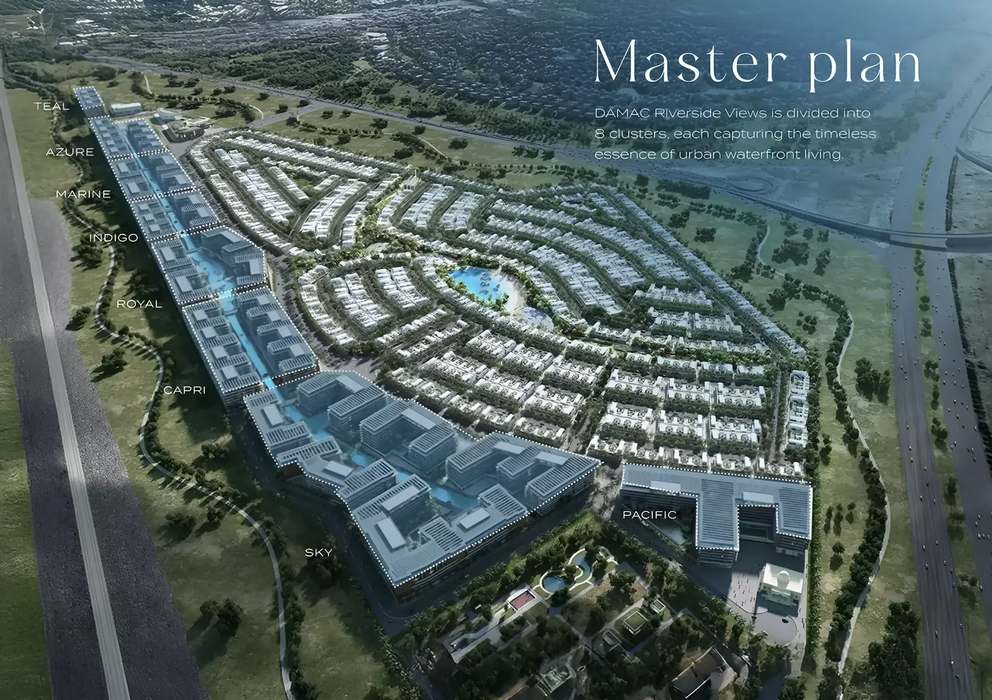 Damac Riverside Views Marine 3 — master plan marketing graphic