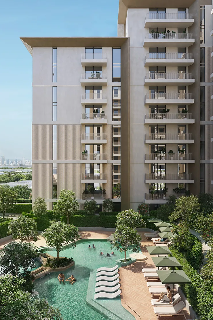 Roudah at Expo Valley Views — marketing amenity and courtyard render