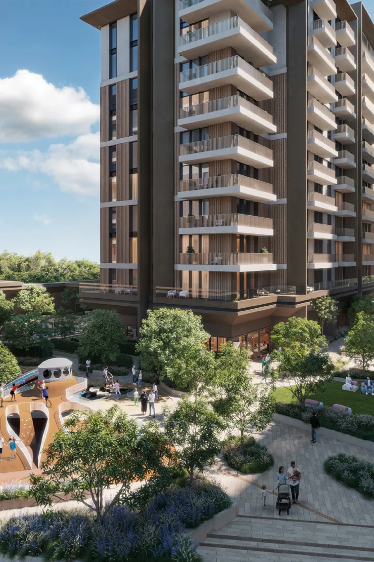 Roudah at Expo Valley Views — marketing pool deck amenity render