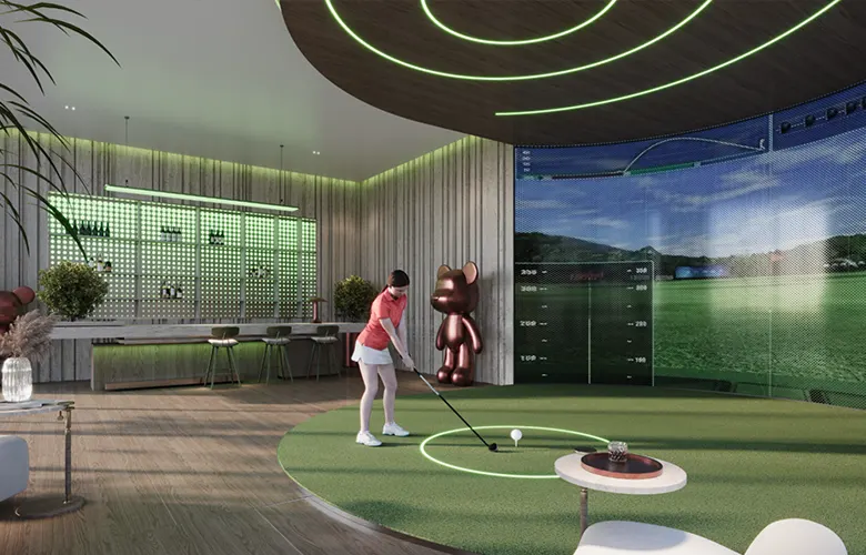 Samana Downtown One — indoor games amenity marketing render