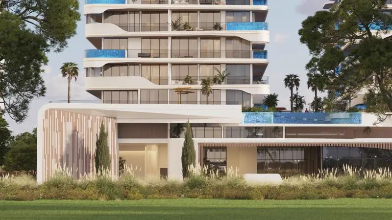 SAMANA Ocean Pearl — official elevation of the same two-wing mid-rise and podium