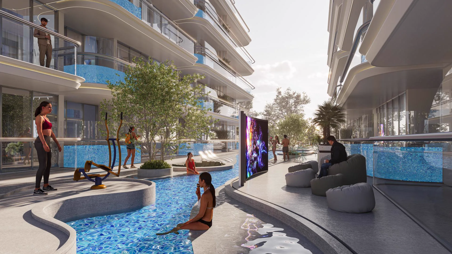 Samana Rome 3 — official Rome-series courtyard pool deck and outdoor cinema render