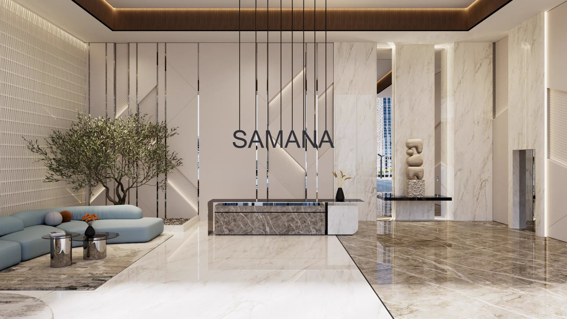 Samana Rome 3 — official Rome-series lobby render with SAMANA reception