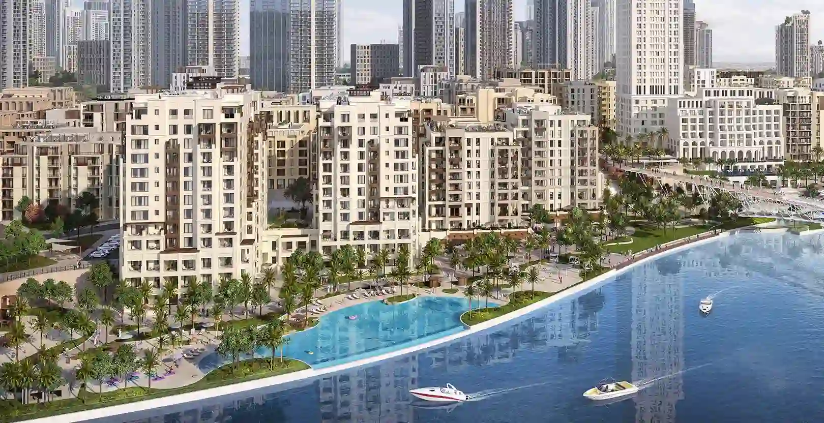 Savanna at Dubai Creek Harbour — Creek Beach lifestyle marketing still