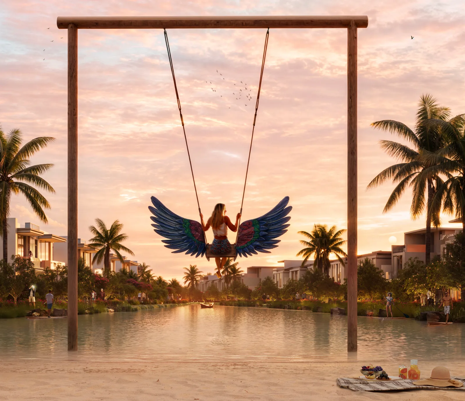 DAMAC Islands parent — marketing jungle-river amenity still (master context)