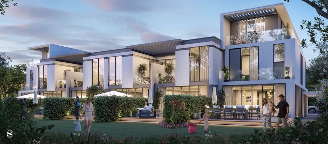 DAMAC Islands parent — marketing aerial of lagoon waterways and villa clusters