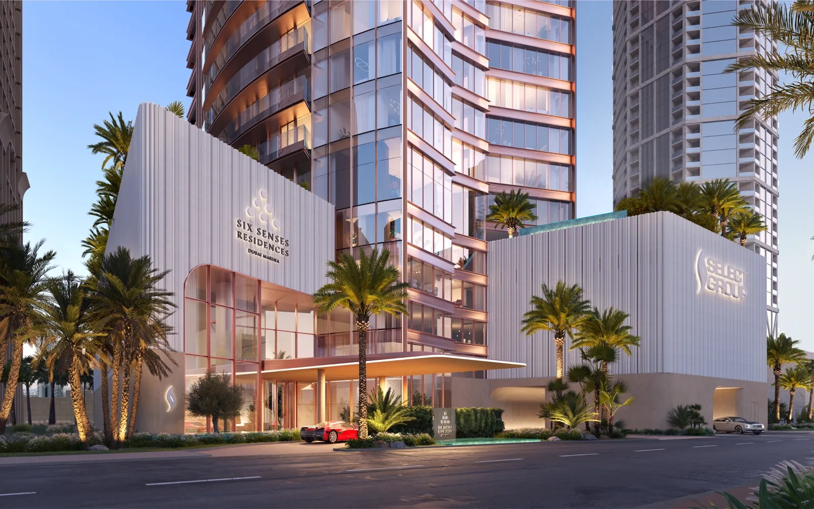 Six Senses Residences Dubai Marina — alternate exterior marketing still of the tower form