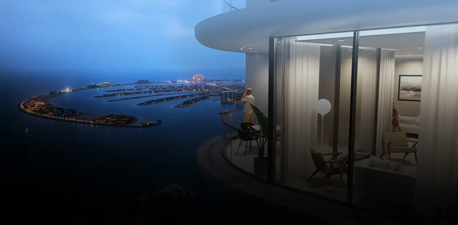 SeaHaven Sky Edition — night view marketing still over Palm Jumeirah