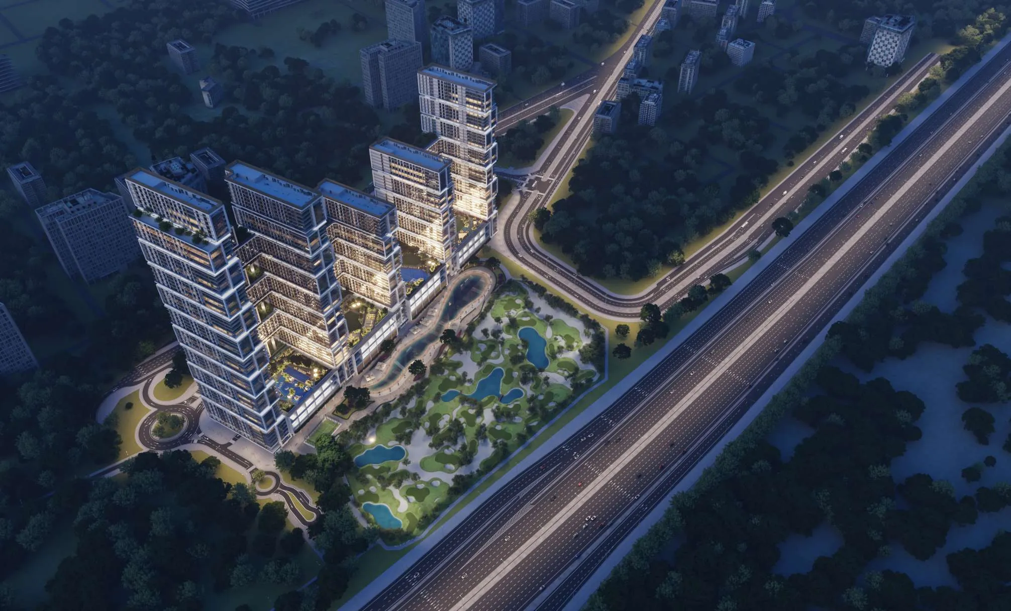 Sobha One — night exterior marketing render