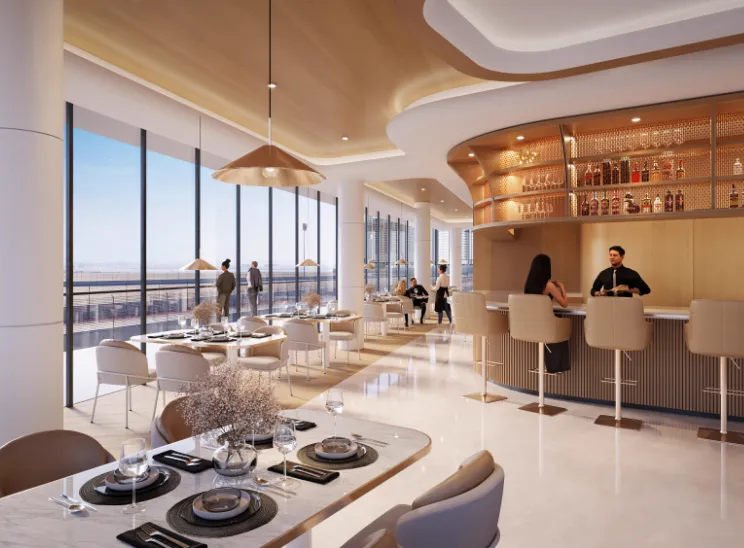 Sobha Solis — residents' dining and bar amenity render