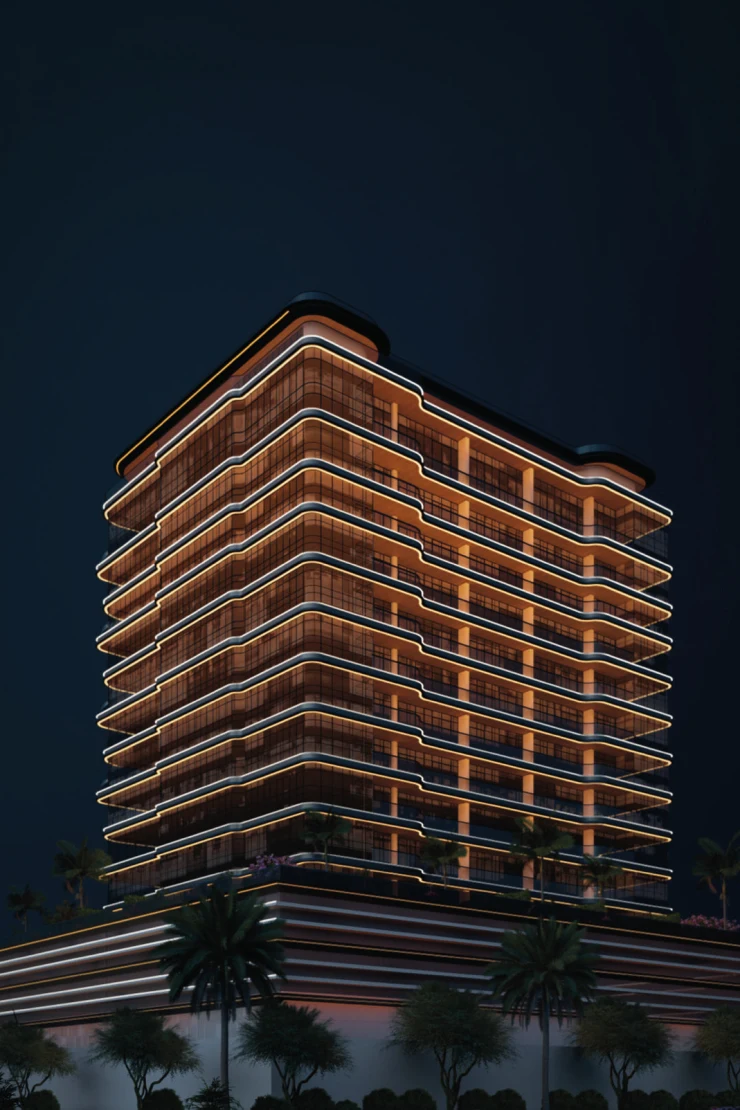 Sofitel Residences Downtown Dubai — night exterior lighting render