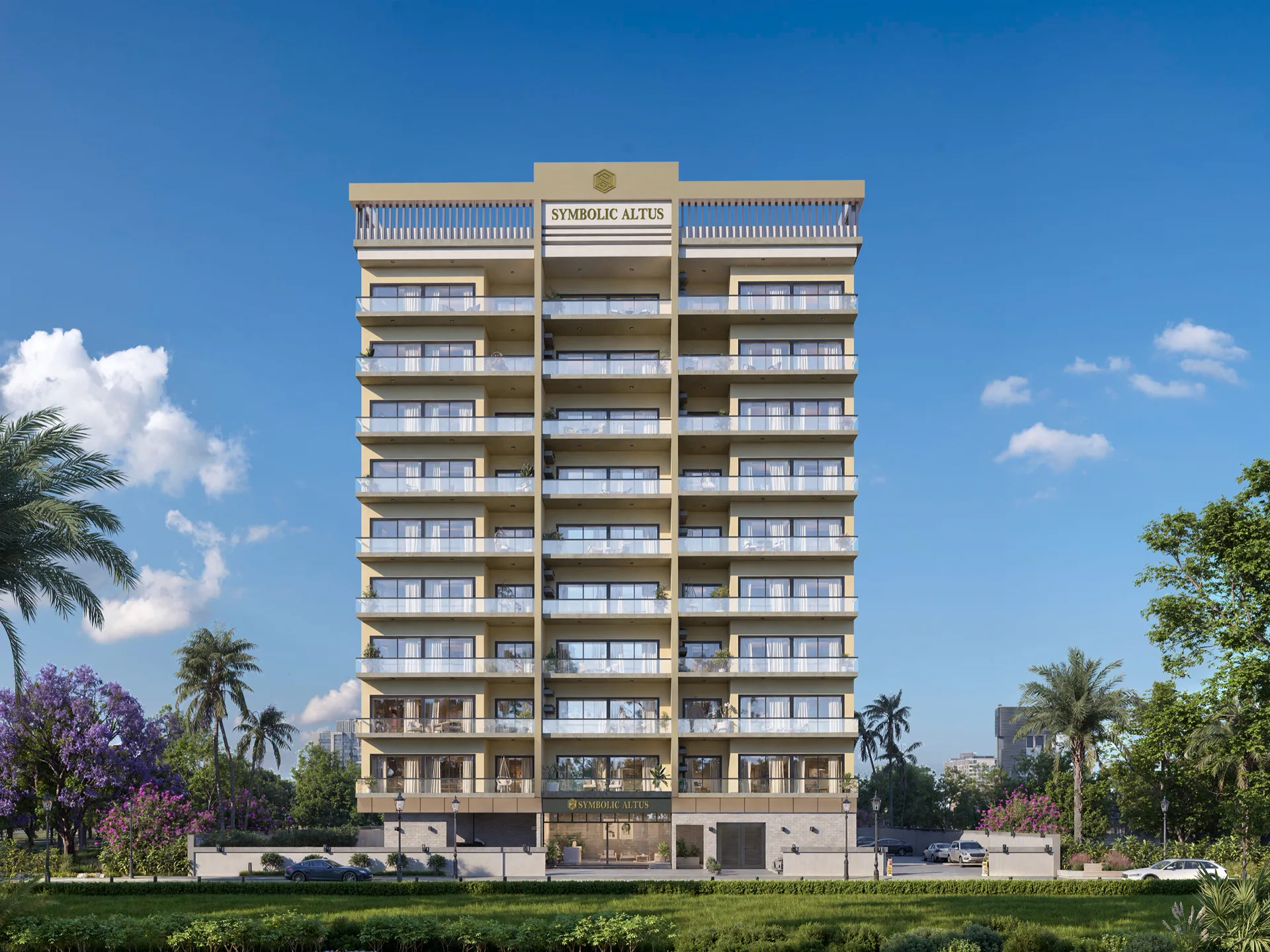 Symbolic Altus — official daytime front still of the same cream mid-rise with SYMBOLIC ALTUS on the crown