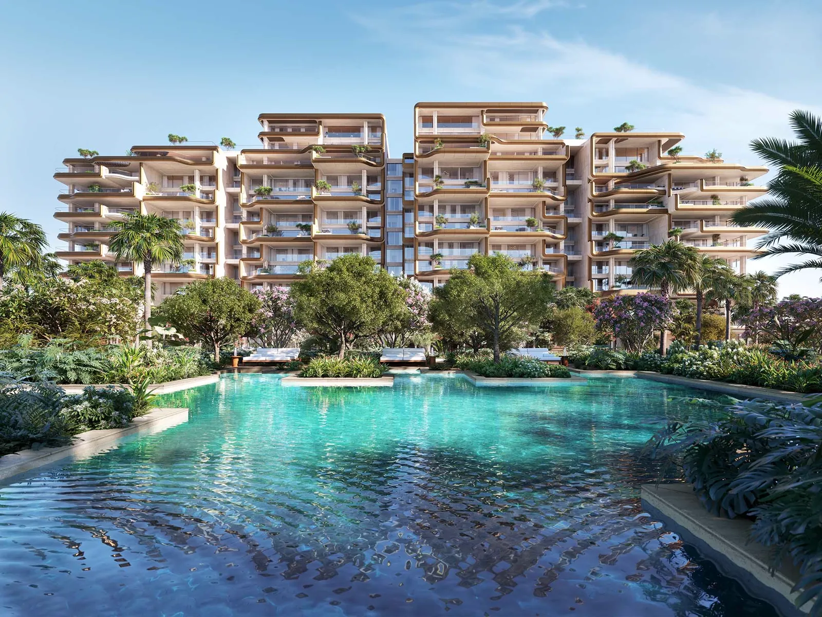 The Alba Residences — pool and façade exterior marketing still (Omniyat)