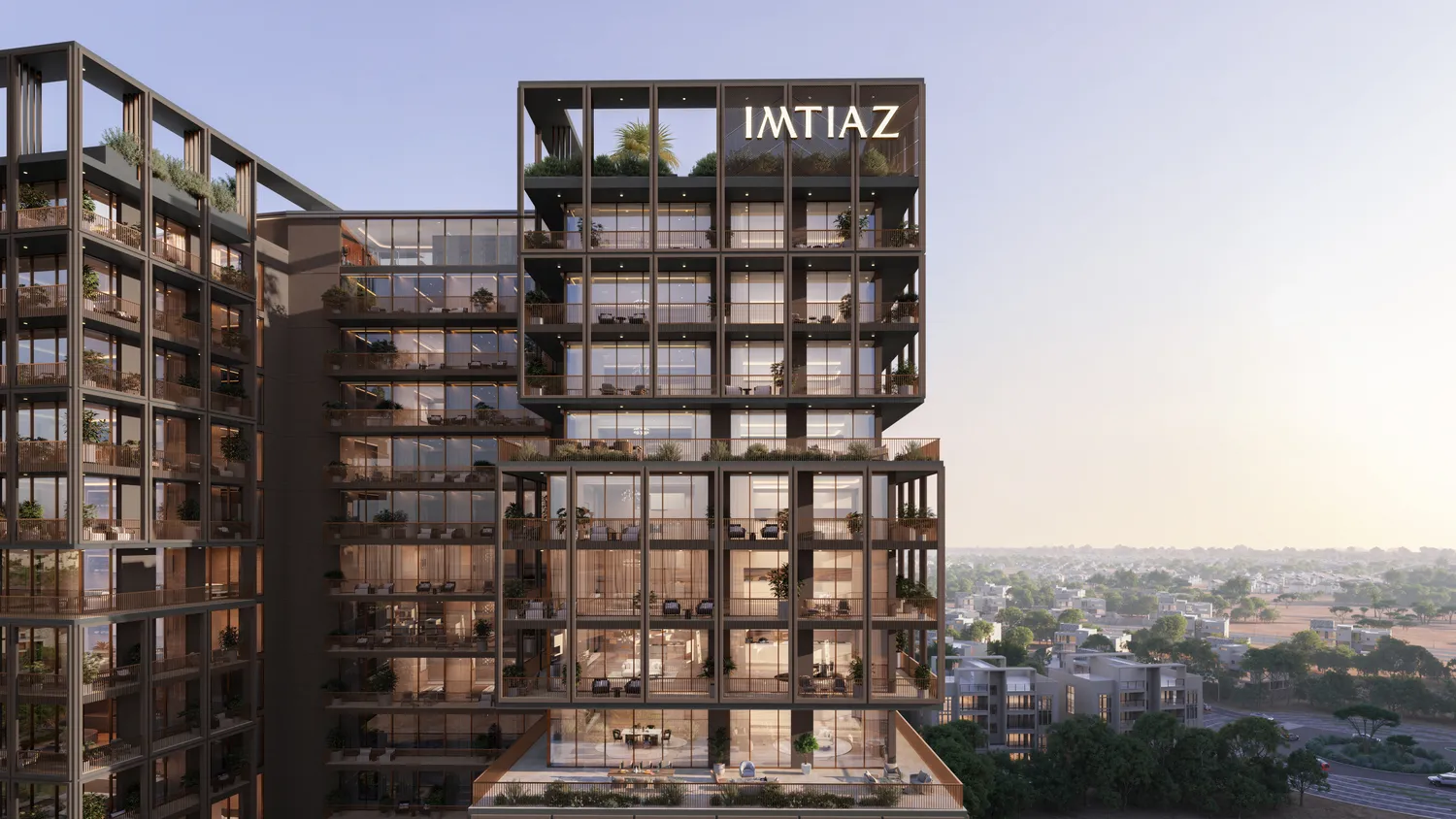 The Archive by Imtiaz — official close exterior marketing still of the IMTIAZ-crowned stacked facade
