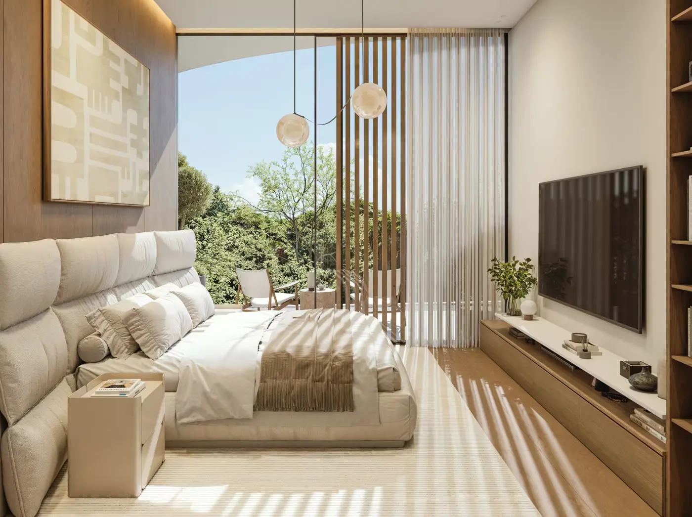The Bloom at Lunaya — interior living space marketing still