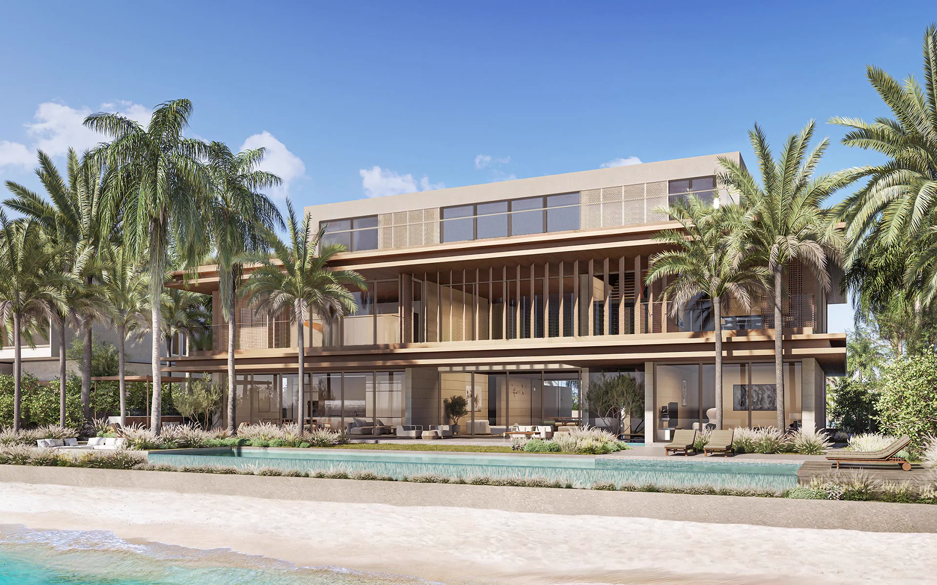 The Coral Collection — Porcelain Roses villa style exterior marketing still (official Palm Jebel Ali site)