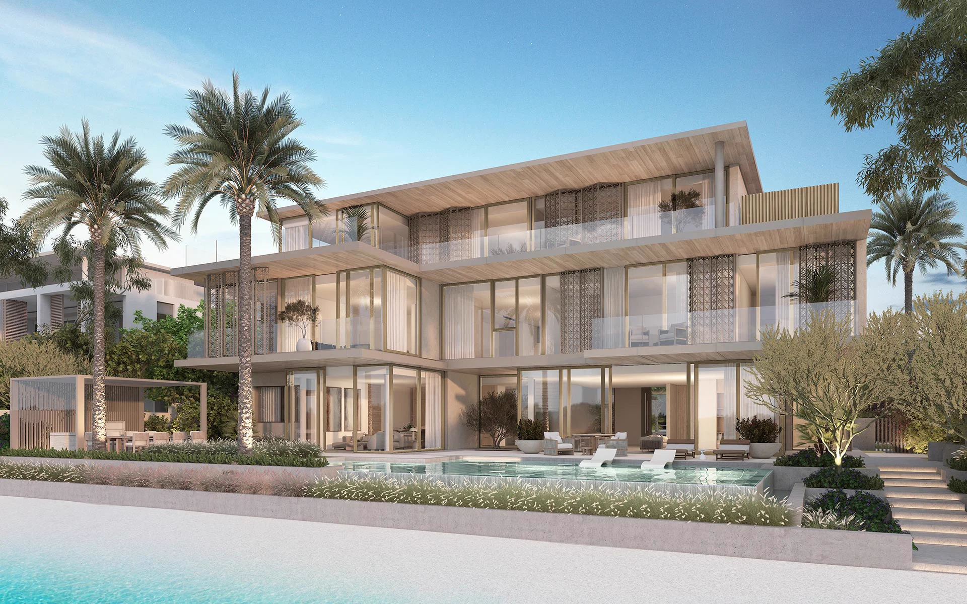 The Coral Collection — Redwood villa style exterior marketing still (official Palm Jebel Ali site)