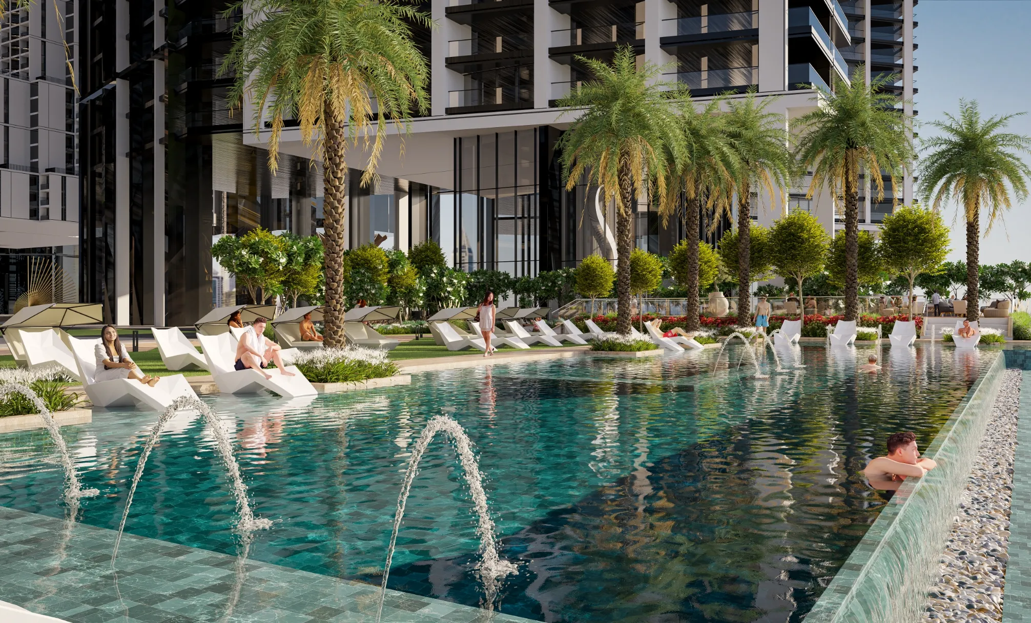 The Eden — official leisure pool and cabana marketing still