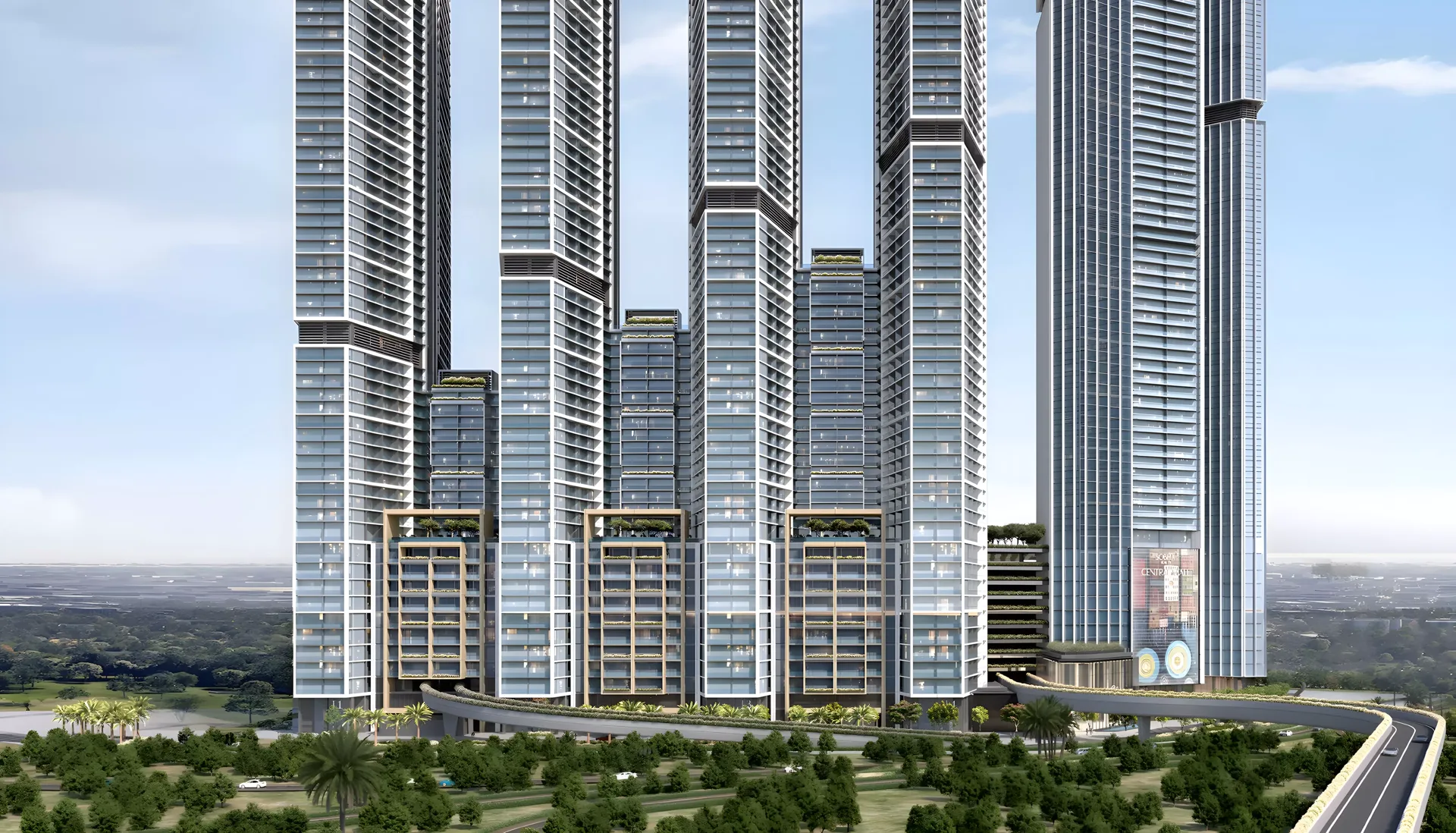 The Eden at Sobha Central — wide cluster exterior marketing still (Property Finder product card)