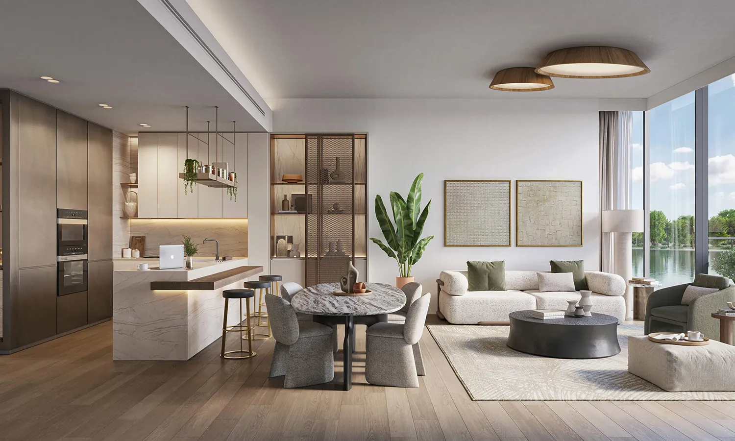 The Highgrove — living and dining interior render