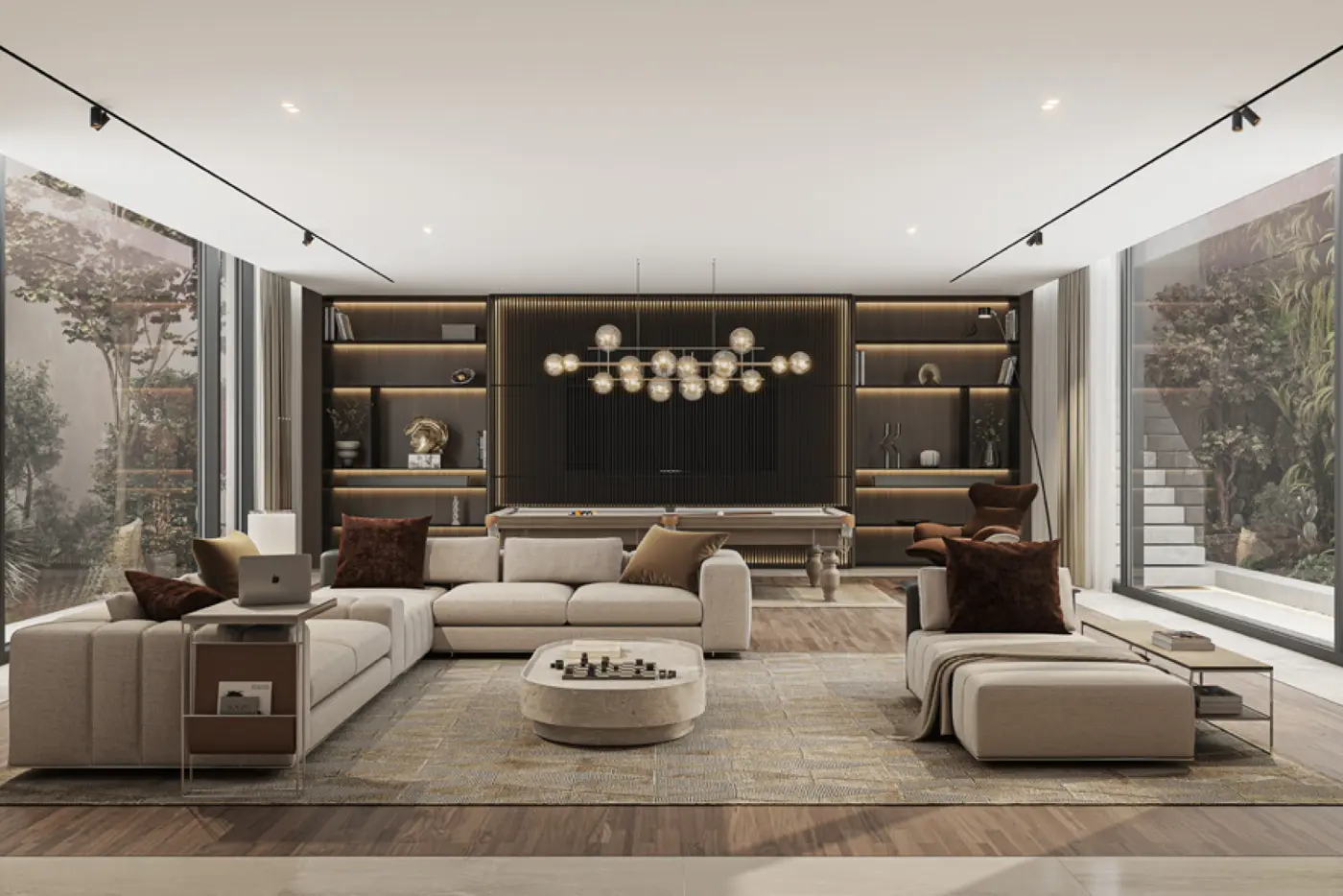 The Mansions — Propsearch marketing still of landscaped mansion setting