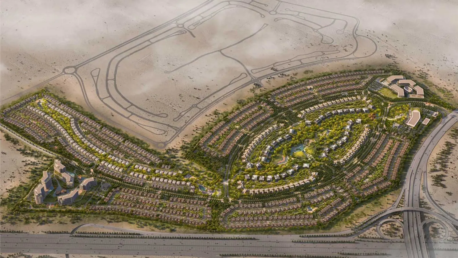 The Wilds by Aldar — marketing still of villa streetscape and green corridors
