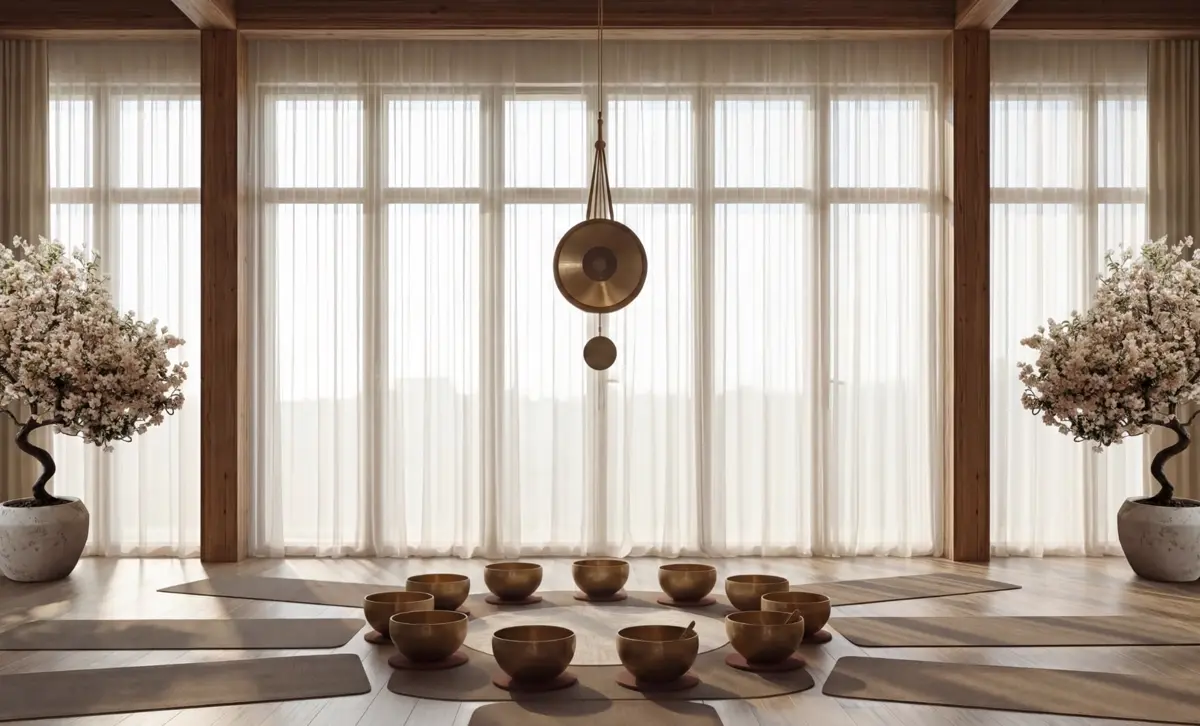 The Woods Serenity — indoor yoga room amenity marketing still