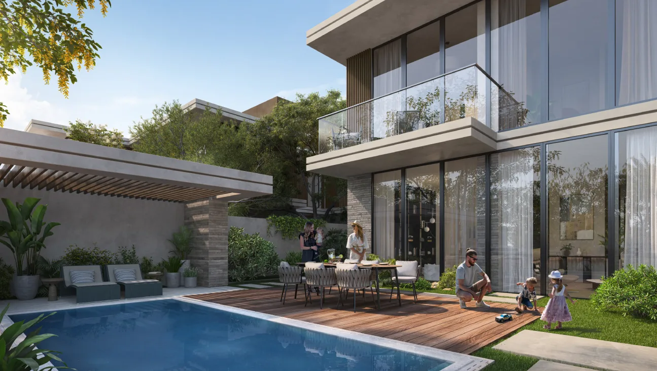 Theon at Athlon — official villa terrace and private pool marketing still