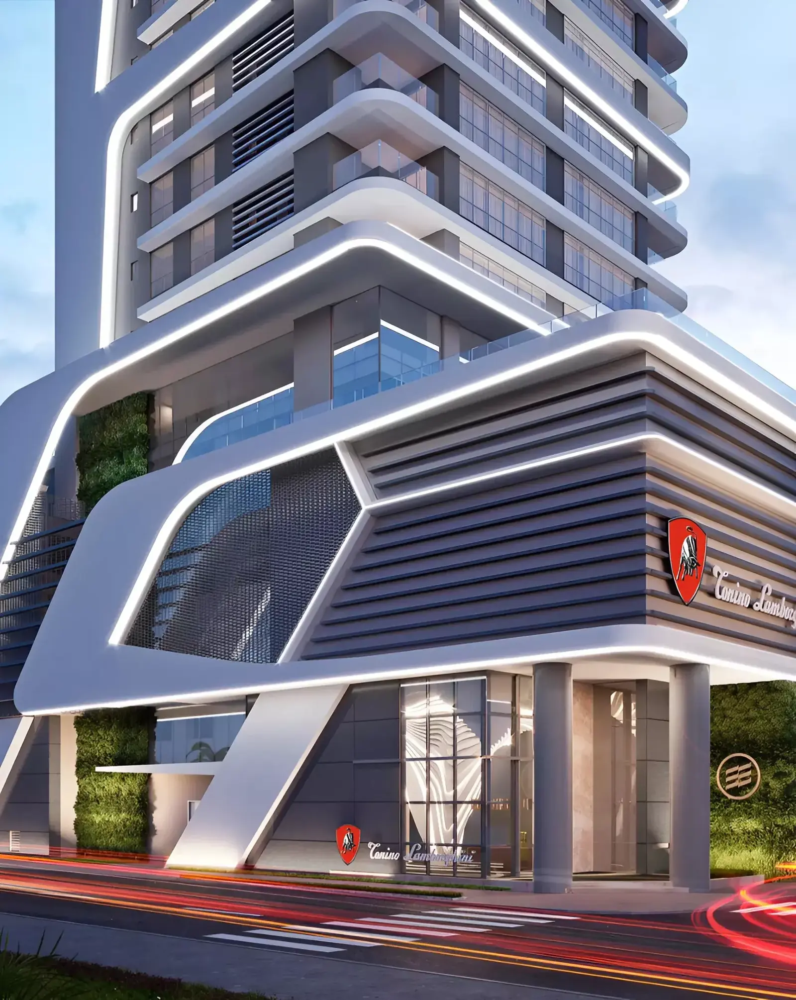 Tonino Lamborghini Residences — pool and amenity deck marketing still
