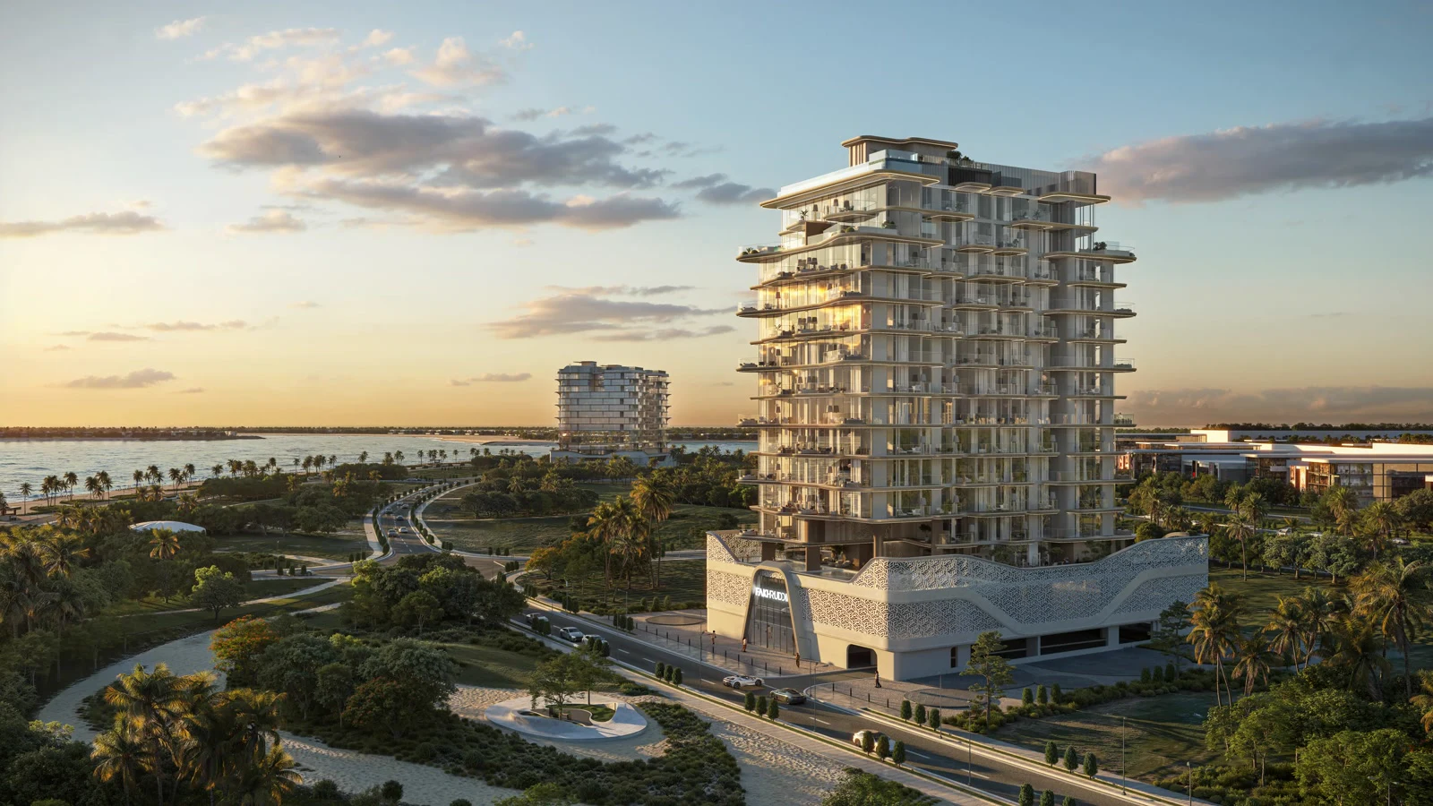 Tréppan Living Privé — coastal entrance and façade exterior render