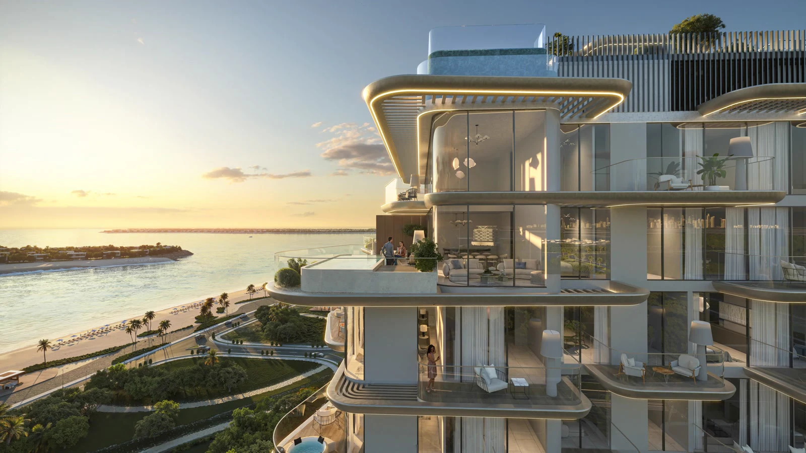 Tréppan Living Privé — ocean-view terrace exterior render