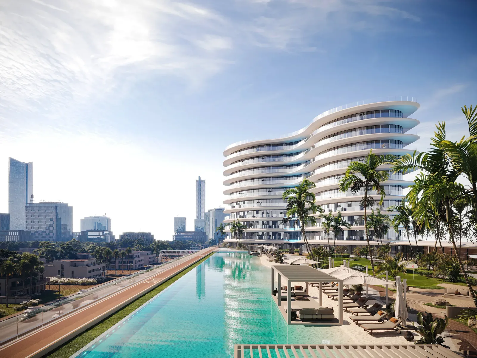 Trussardi Residences Phase II — official 100-metre pool and jogging-track still